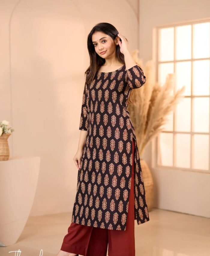 Black Ajrakh Kurti