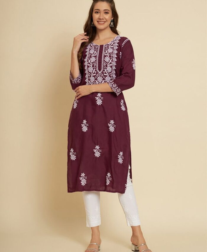 Chikenkari Maroon salwar set