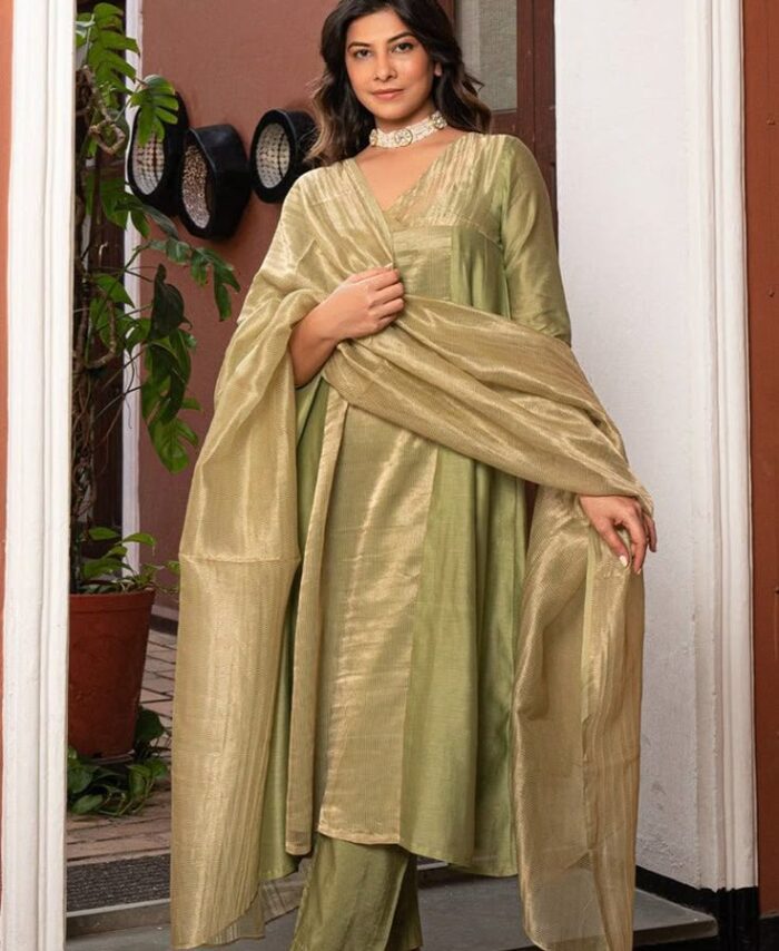 Tissue silk Green salwar set