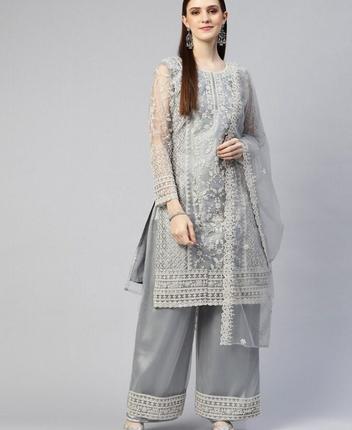Flared Kurti- Grey and Silver